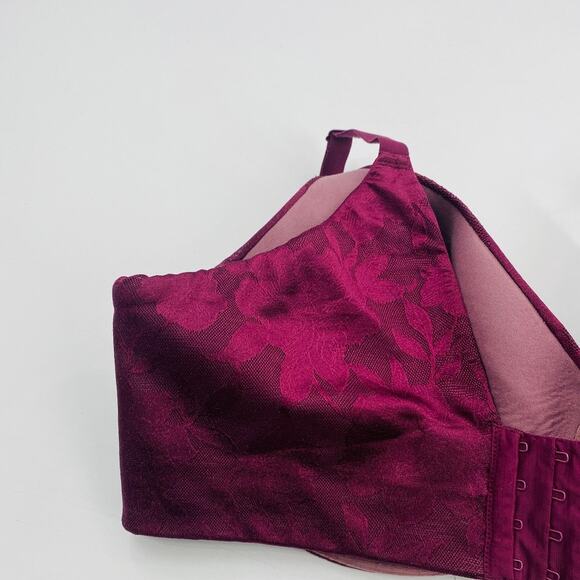 Cacique Dark Purple Invisible Lace Backsmoother Lightly Lined Balconette Bra - Picture 13 of 15